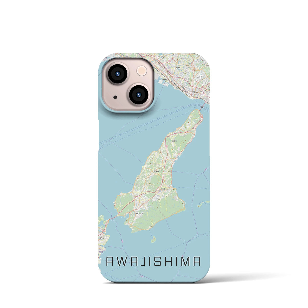 【淡路島2】地図柄iPhoneケース（バックカバータイプ・ナチュラル）iPhone 13 mini 用