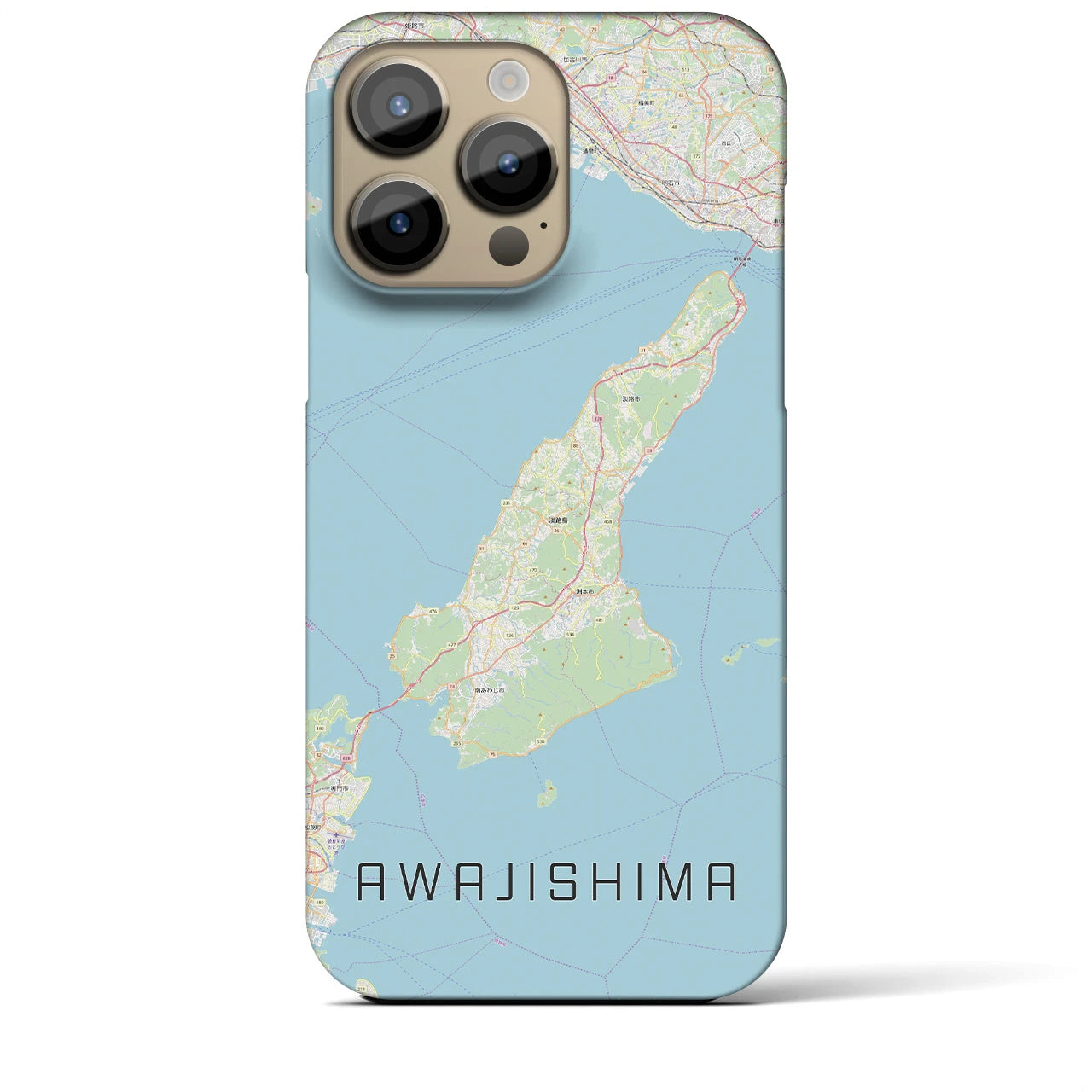 【淡路島2】地図柄iPhoneケース（バックカバータイプ・ナチュラル）iPhone 14 Pro Max 用