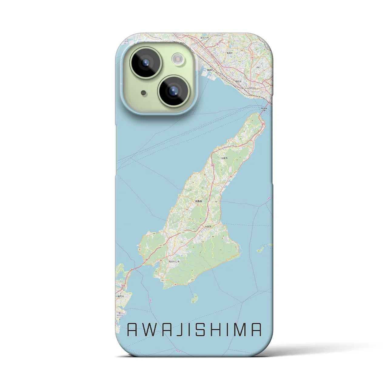 【淡路島2】地図柄iPhoneケース（バックカバータイプ・ナチュラル）iPhone 15 用