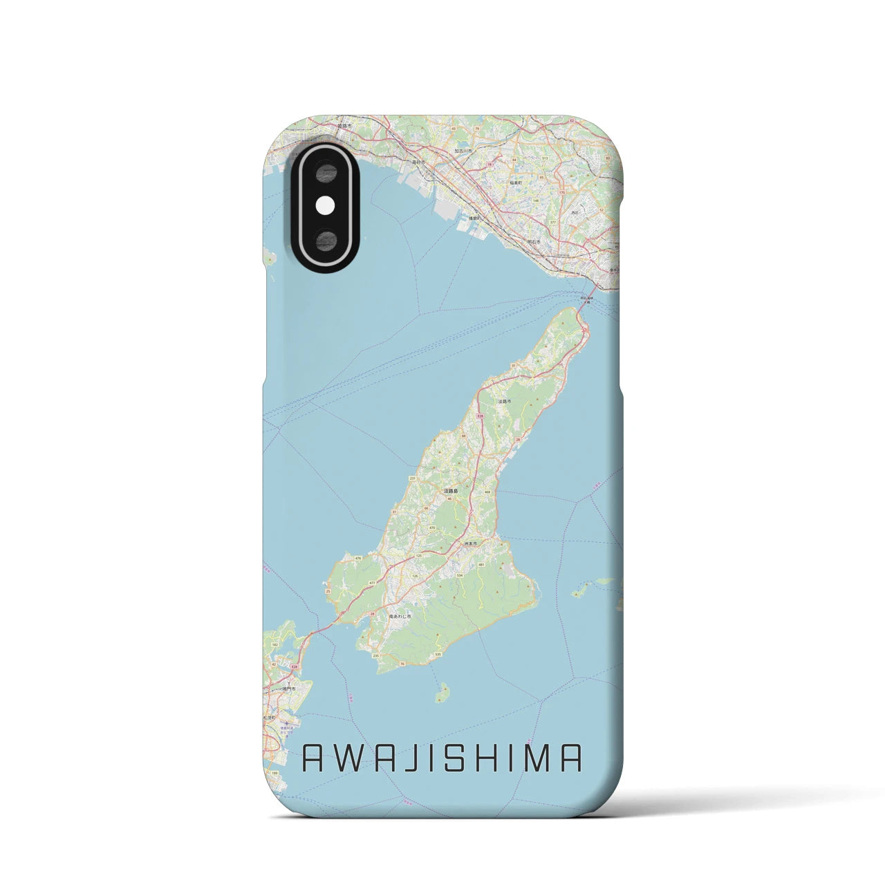 【淡路島2】地図柄iPhoneケース（バックカバータイプ・ナチュラル）iPhone XS / X 用