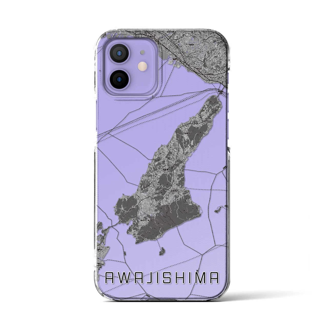 【淡路島2】地図柄iPhoneケース（クリアタイプ・モノトーン）iPhone 12 / 12 Pro 用