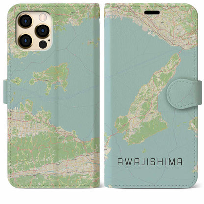 【淡路島2（兵庫県）】地図柄iPhoneケース（手帳タイプ）ナチュラル・iPhone 12 Pro Max 用