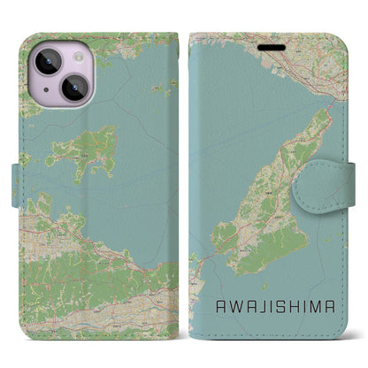 【淡路島2（兵庫県）】地図柄iPhoneケース（手帳タイプ）ナチュラル・iPhone 14 用