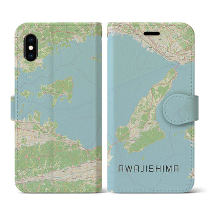 【淡路島2（兵庫県）】地図柄iPhoneケース（手帳タイプ）ナチュラル・iPhone XS / X 用