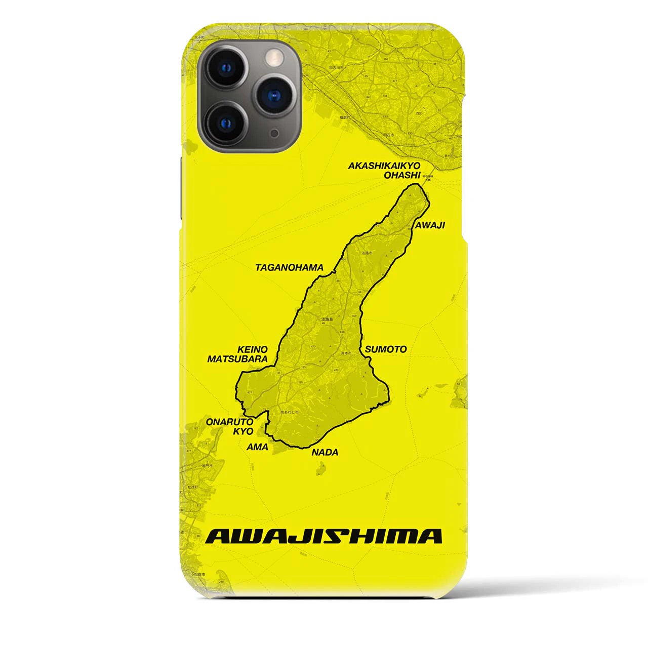 Recipro × Crossfield【淡路島】地図柄iPhoneケース（バックカバータイプ・イエロー）iPhone 11 Pro Max 用