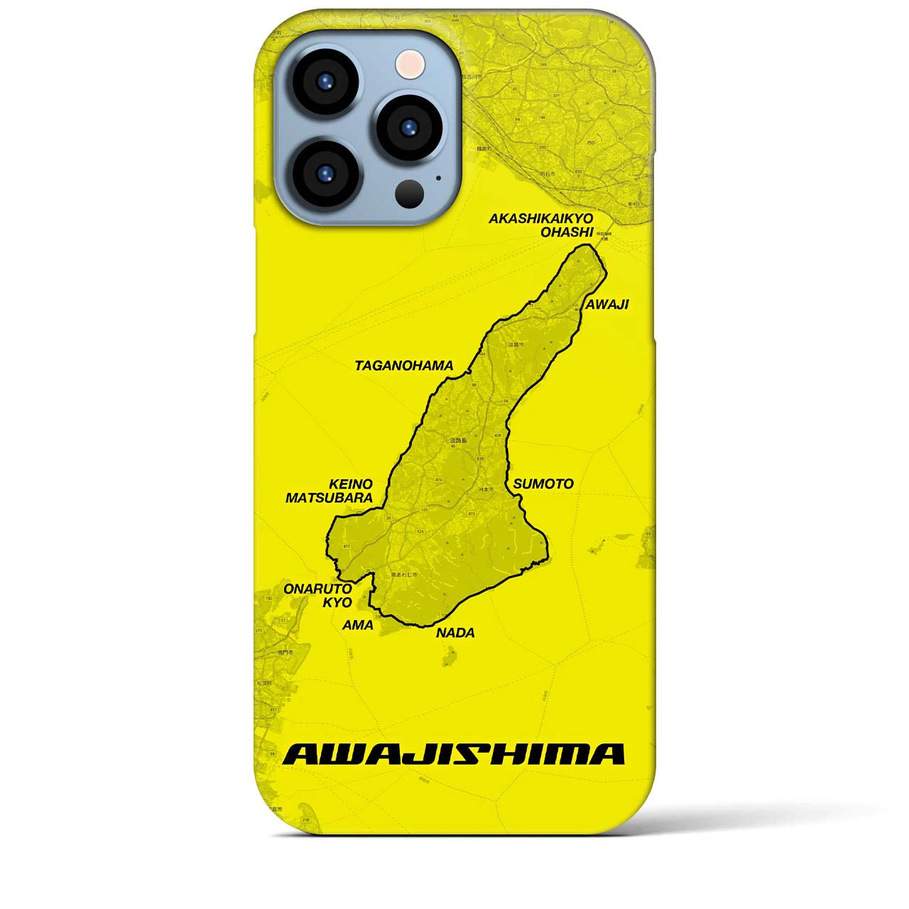 Recipro × Crossfield【淡路島】地図柄iPhoneケース（バックカバータイプ・イエロー）iPhone 13 Pro Max 用