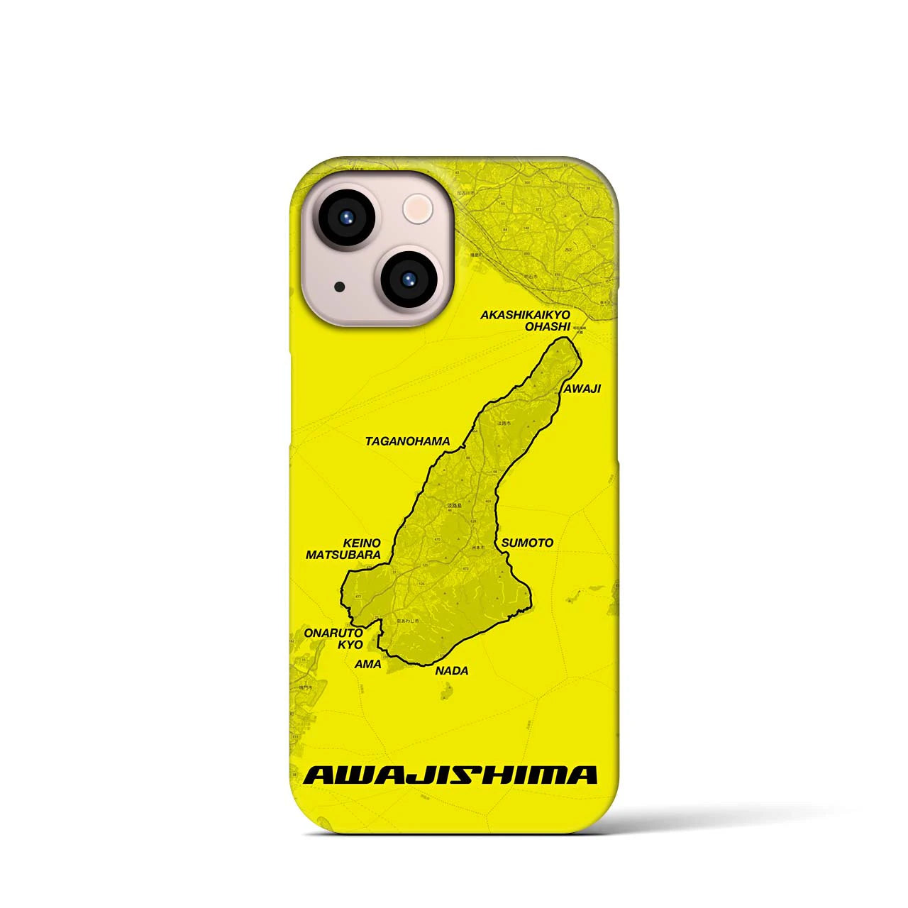 Recipro × Crossfield【淡路島】地図柄iPhoneケース（バックカバータイプ・イエロー）iPhone 13 mini 用