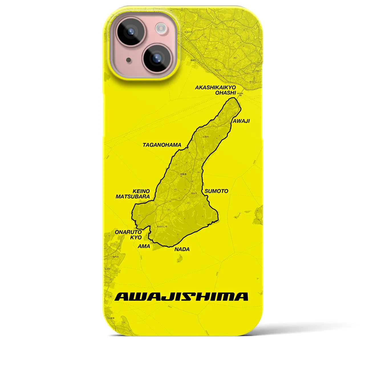 Recipro × Crossfield【淡路島】地図柄iPhoneケース（バックカバータイプ・イエロー）iPhone 15 Plus 用