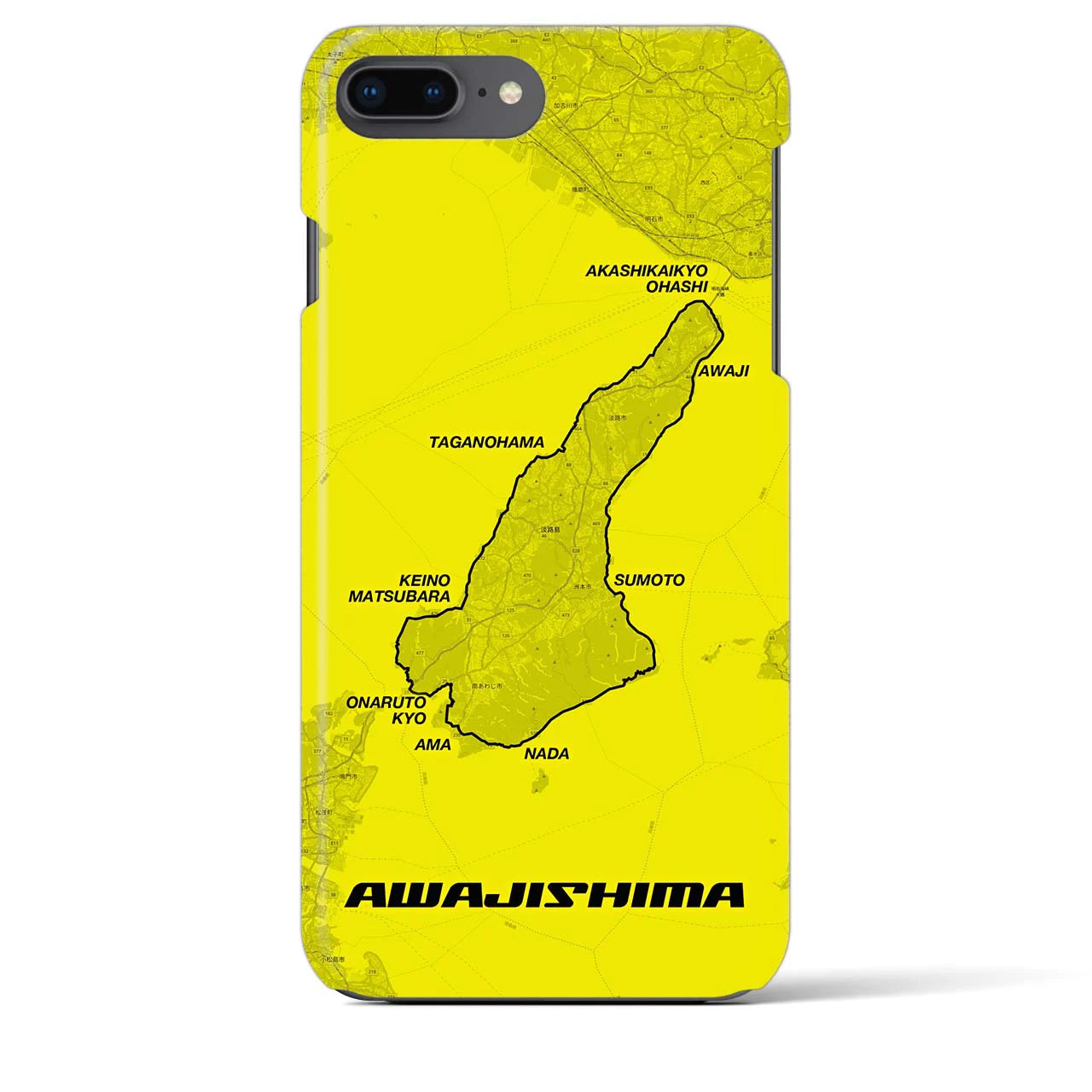 Recipro × Crossfield【淡路島】地図柄iPhoneケース（バックカバータイプ・イエロー）iPhone 8Plus /7Plus / 6sPlus / 6Plus 用