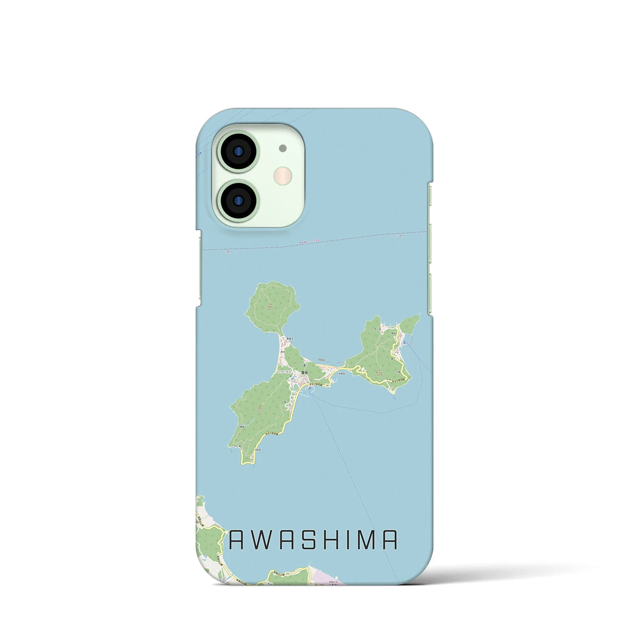 【粟島】地図柄iPhoneケース（バックカバータイプ・ナチュラル）iPhone 12 mini 用