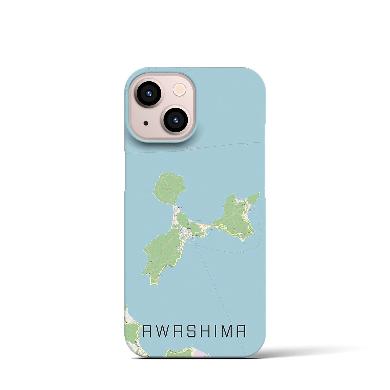 【粟島】地図柄iPhoneケース（バックカバータイプ・ナチュラル）iPhone 13 mini 用