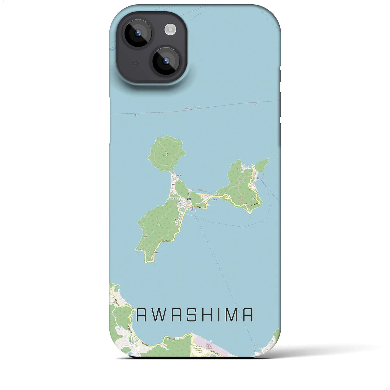 【粟島】地図柄iPhoneケース（バックカバータイプ・ナチュラル）iPhone 14 Plus 用