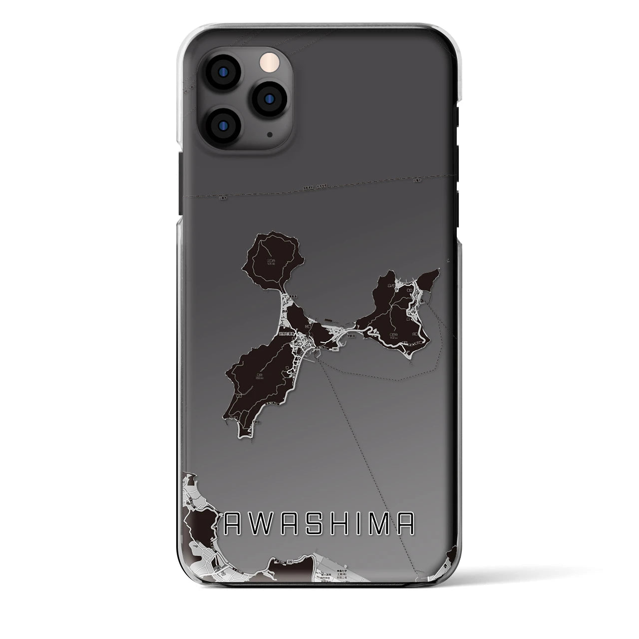 【粟島】地図柄iPhoneケース（クリアタイプ・モノトーン）iPhone 11 Pro Max 用