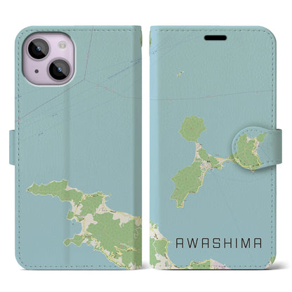 【粟島（香川県）】地図柄iPhoneケース（手帳タイプ）ナチュラル・iPhone 14 用