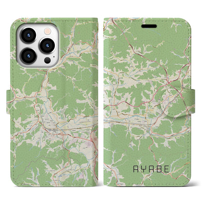 【綾部（京都府）】地図柄iPhoneケース（手帳タイプ）ナチュラル・iPhone 13 Pro 用