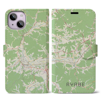 【綾部（京都府）】地図柄iPhoneケース（手帳タイプ）ナチュラル・iPhone 14 用