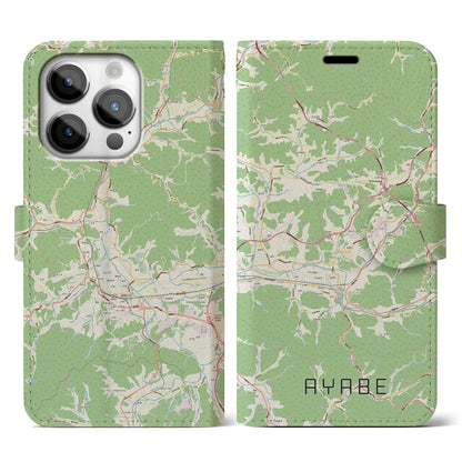 【綾部（京都府）】地図柄iPhoneケース（手帳タイプ）ナチュラル・iPhone 14 Pro 用