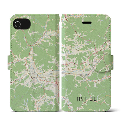 【綾部（京都府）】地図柄iPhoneケース（手帳タイプ）ナチュラル・iPhone SE（第3 / 第2世代） / 8 / 7 / 6s / 6 用