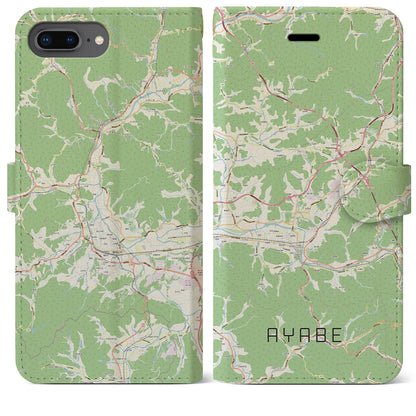 【綾部（京都府）】地図柄iPhoneケース（手帳タイプ）ナチュラル・iPhone 8Plus /7Plus / 6sPlus / 6Plus 用