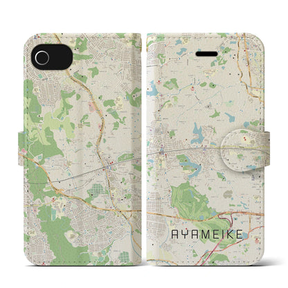 【菖蒲池（奈良県）】地図柄iPhoneケース（手帳タイプ）ナチュラル・iPhone SE（第3 / 第2世代） / 8 / 7 / 6s / 6 用