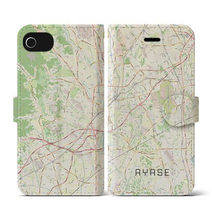 【綾瀬（神奈川県）】地図柄iPhoneケース（手帳タイプ）ナチュラル・iPhone SE（第3 / 第2世代） / 8 / 7 / 6s / 6 用