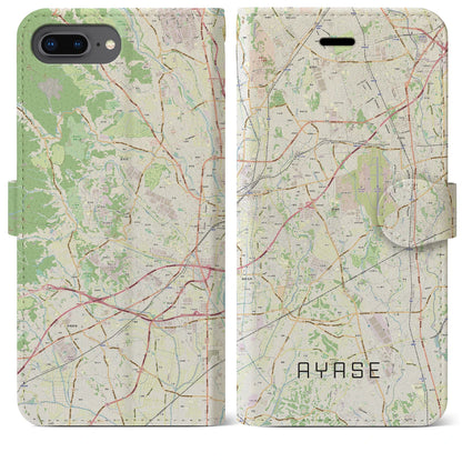 【綾瀬（神奈川県）】地図柄iPhoneケース（手帳タイプ）ナチュラル・iPhone 8Plus /7Plus / 6sPlus / 6Plus 用