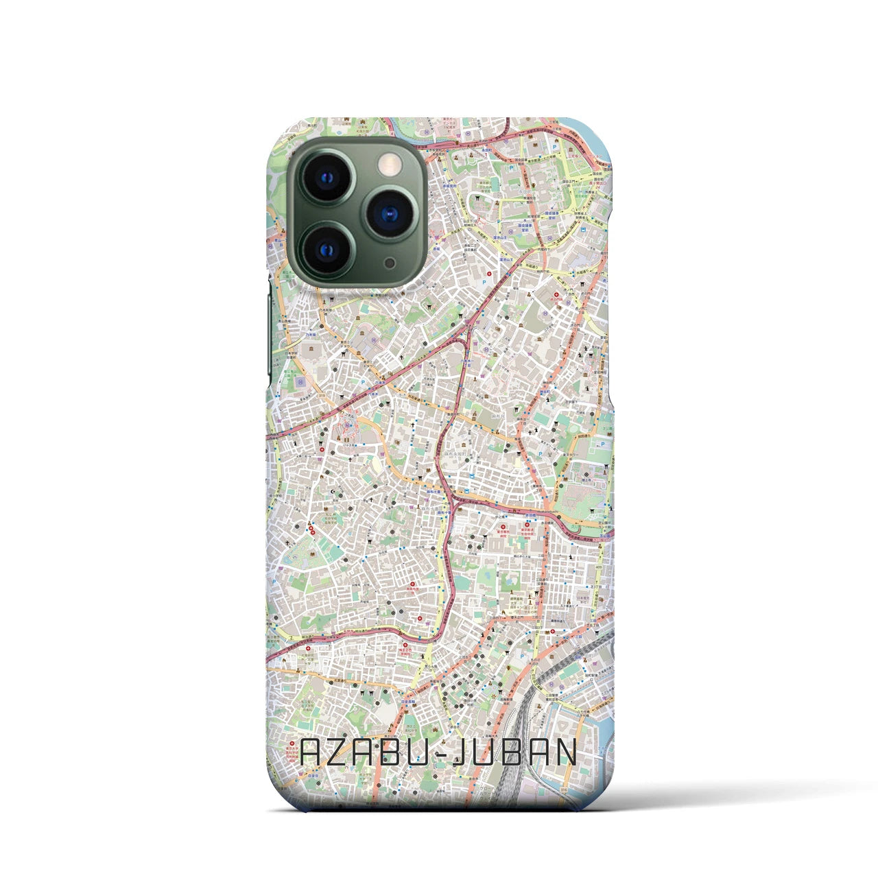 【麻布十番】地図柄iPhoneケース（バックカバータイプ・ナチュラル）iPhone 11 Pro 用