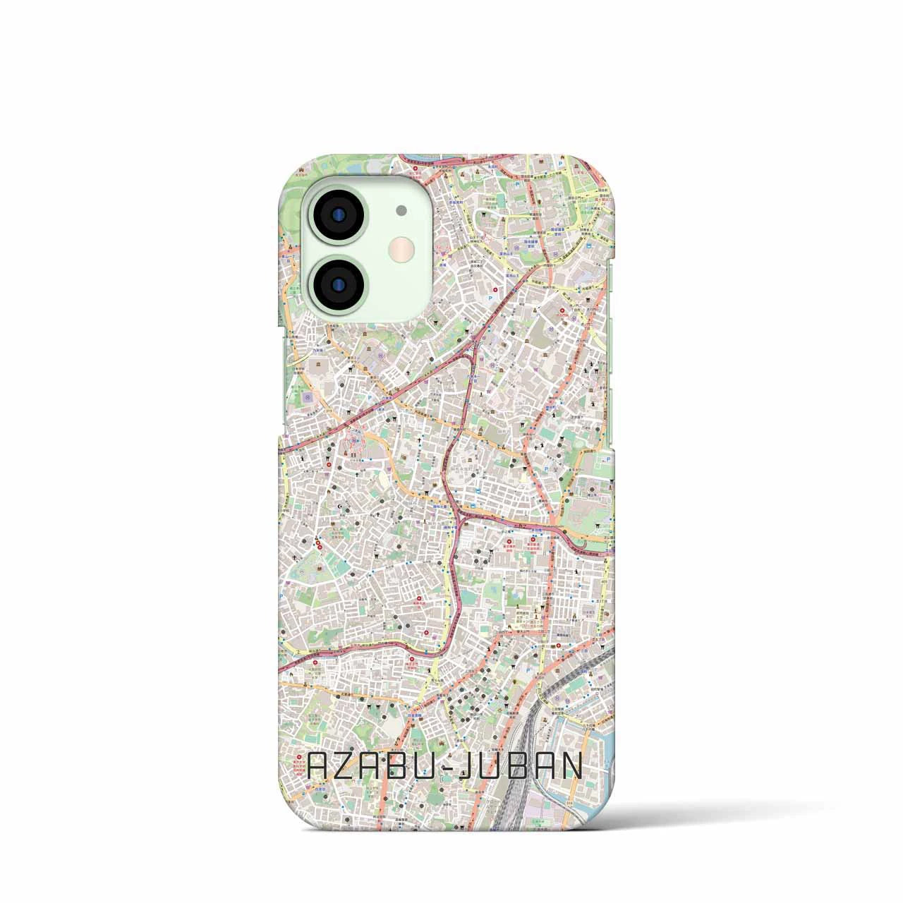 【麻布十番】地図柄iPhoneケース（バックカバータイプ・ナチュラル）iPhone 12 mini 用