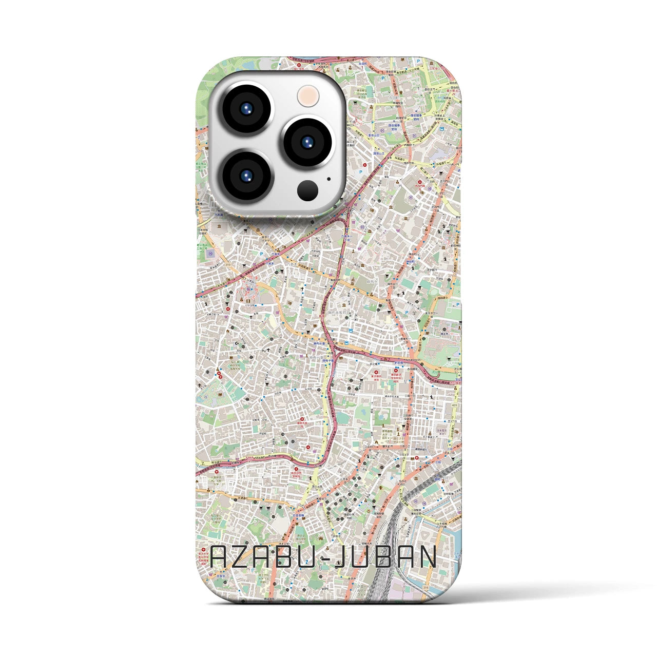 【麻布十番】地図柄iPhoneケース（バックカバータイプ・ナチュラル）iPhone 13 Pro 用