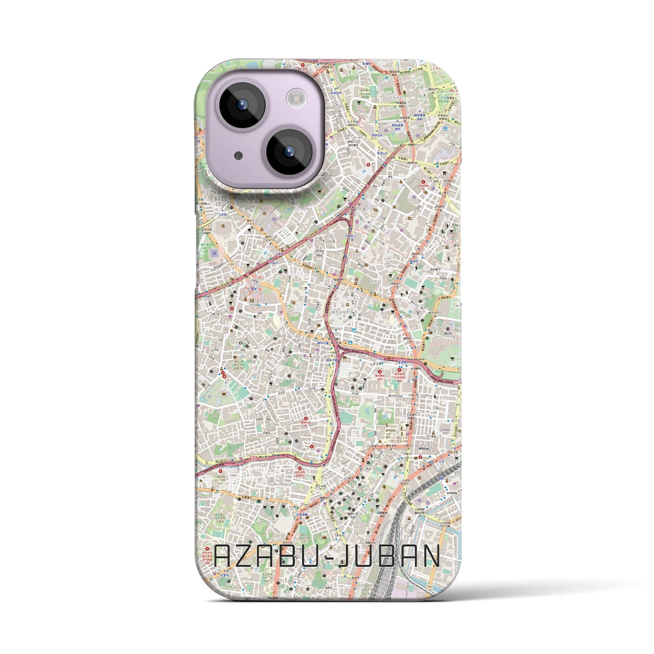 【麻布十番】地図柄iPhoneケース（バックカバータイプ・ナチュラル）iPhone 14 用