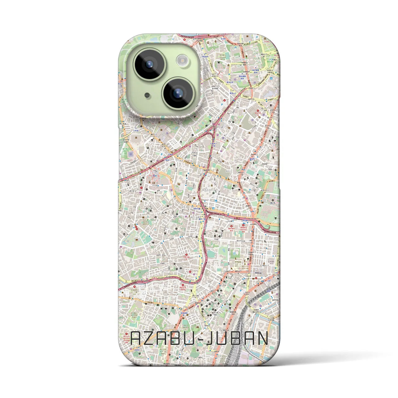 【麻布十番】地図柄iPhoneケース（バックカバータイプ・ナチュラル）iPhone 15 用