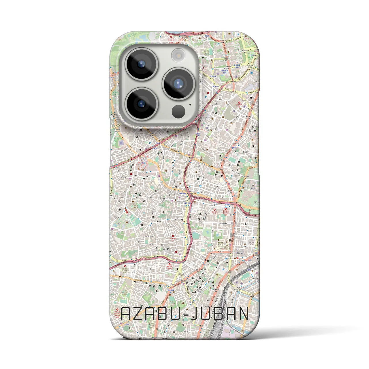 【麻布十番】地図柄iPhoneケース（バックカバータイプ・ナチュラル）iPhone 15 Pro 用