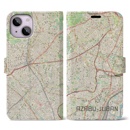 【麻布十番（東京都）】地図柄iPhoneケース（手帳タイプ）ナチュラル・iPhone 14 用