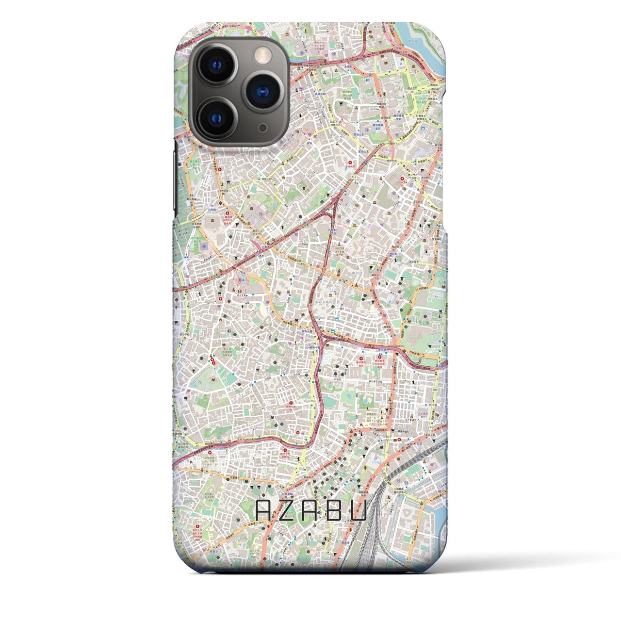【麻布】地図柄iPhoneケース（バックカバータイプ・ナチュラル）iPhone 11 Pro Max 用