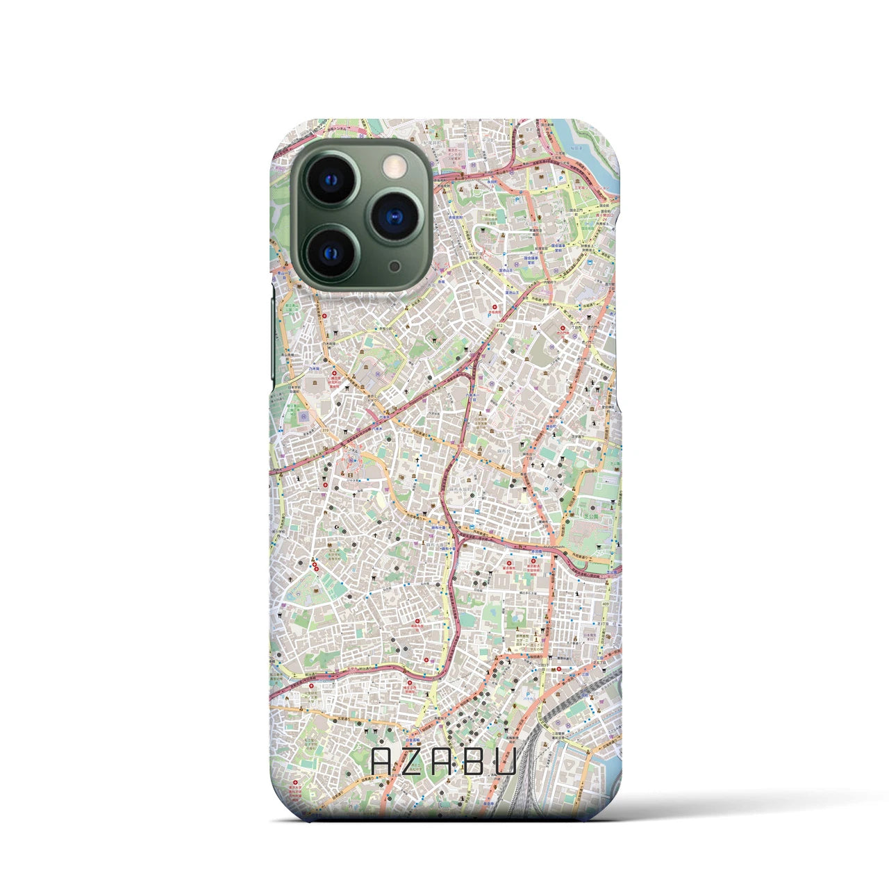 【麻布】地図柄iPhoneケース（バックカバータイプ・ナチュラル）iPhone 11 Pro 用