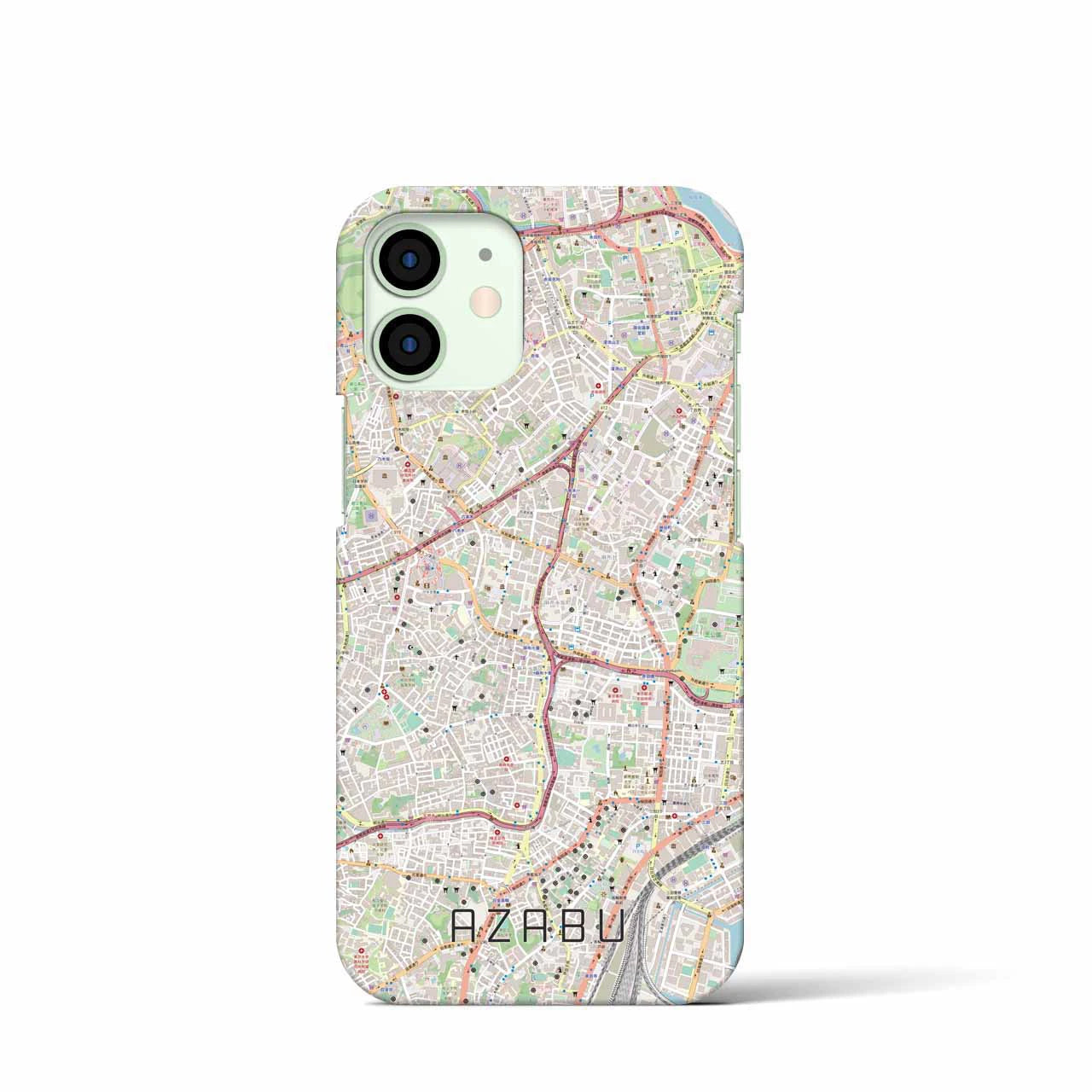 【麻布】地図柄iPhoneケース（バックカバータイプ・ナチュラル）iPhone 12 mini 用