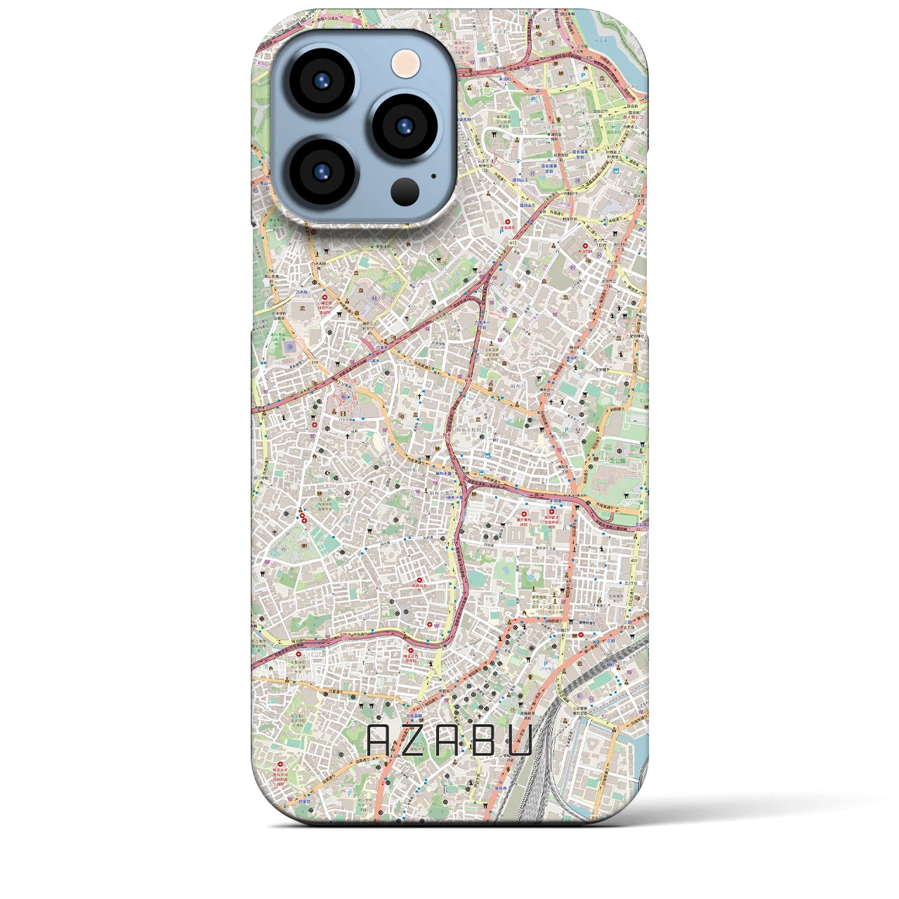 【麻布】地図柄iPhoneケース（バックカバータイプ・ナチュラル）iPhone 13 Pro Max 用