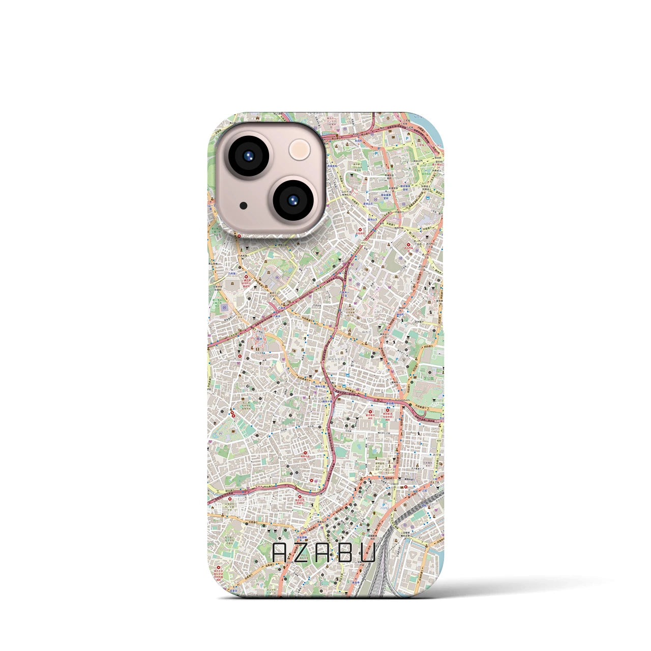 【麻布】地図柄iPhoneケース（バックカバータイプ・ナチュラル）iPhone 13 mini 用