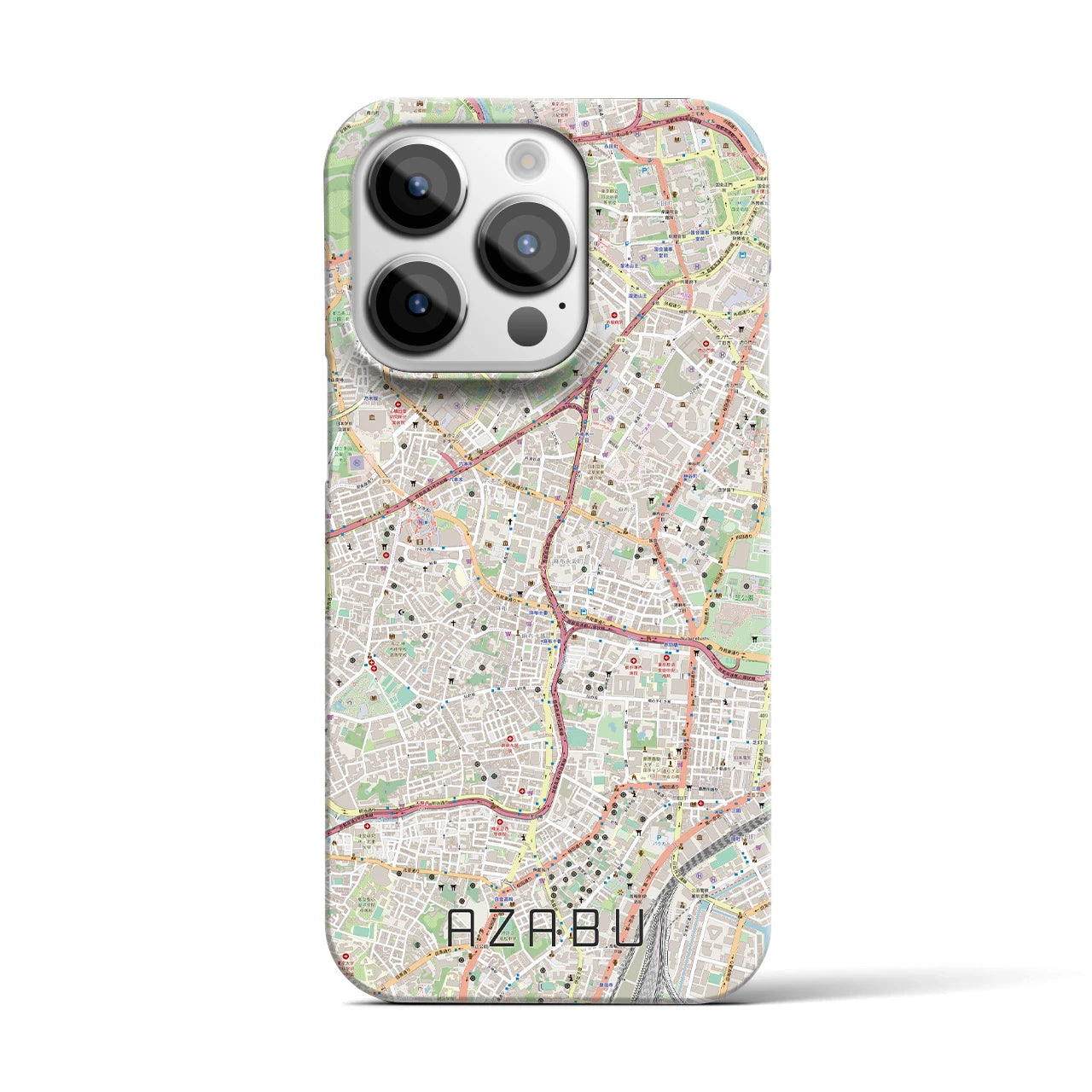 【麻布】地図柄iPhoneケース（バックカバータイプ・ナチュラル）iPhone 14 Pro 用