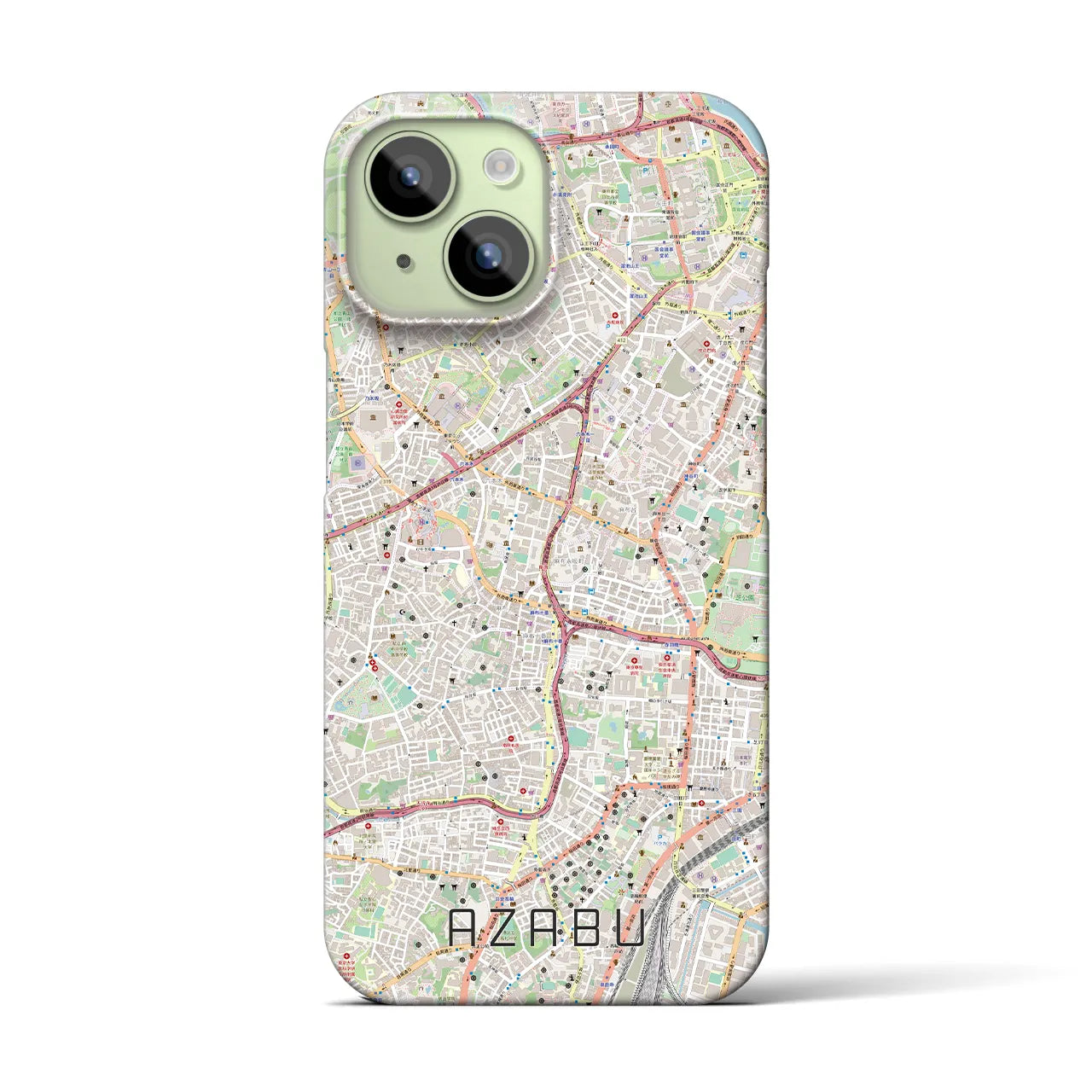 【麻布】地図柄iPhoneケース（バックカバータイプ・ナチュラル）iPhone 15 用