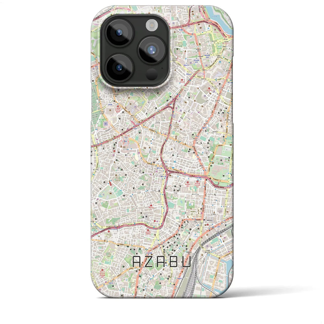 【麻布】地図柄iPhoneケース（バックカバータイプ・ナチュラル）iPhone 15 Pro Max 用