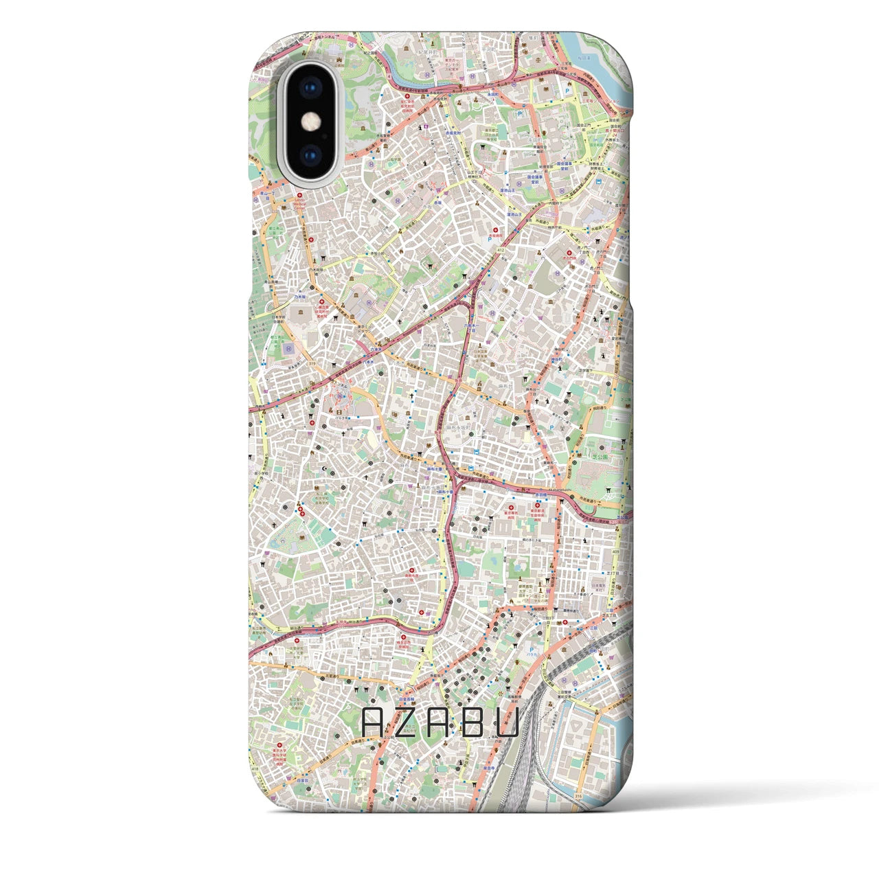 【麻布】地図柄iPhoneケース（バックカバータイプ・ナチュラル）iPhone XS Max 用