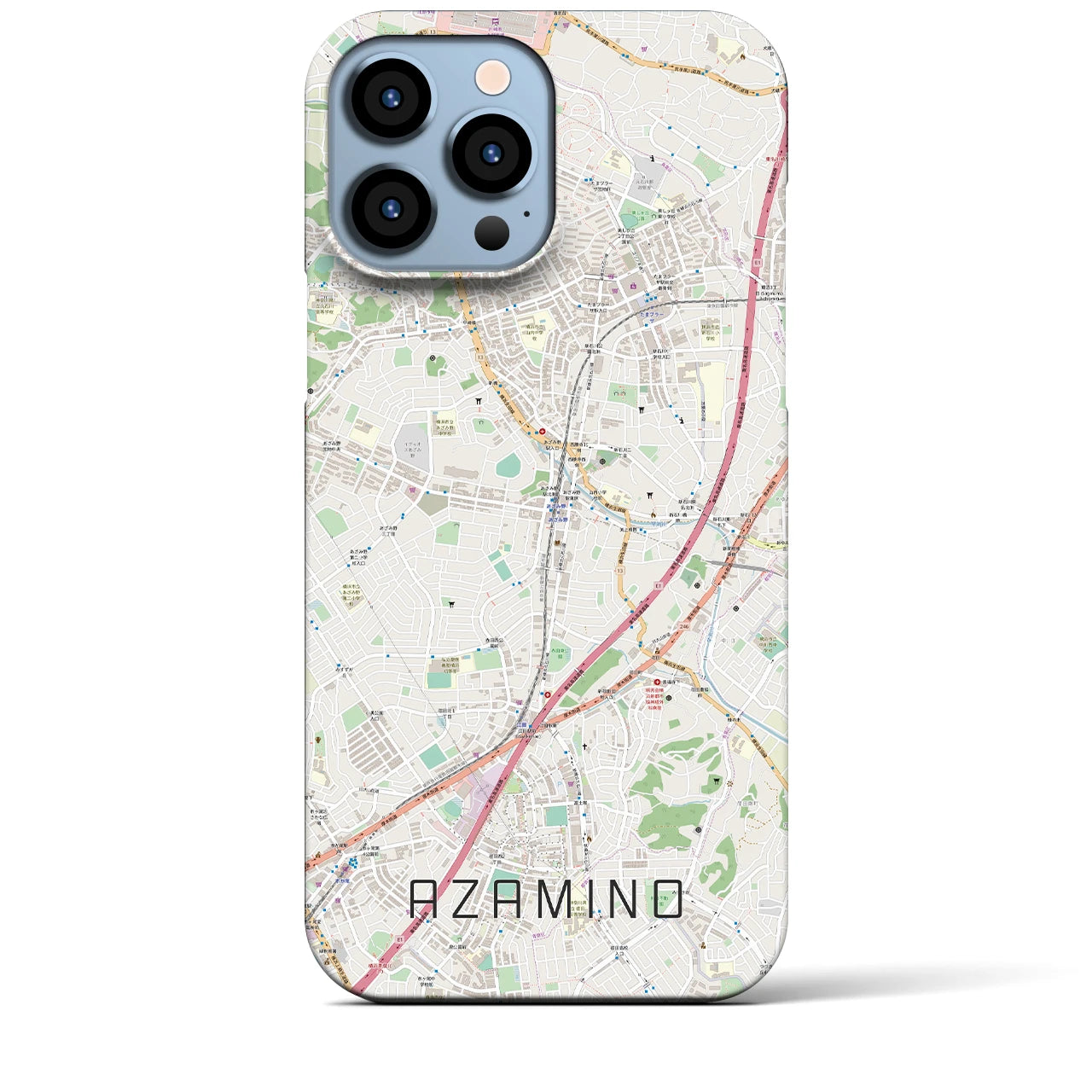 【あざみ野】地図柄iPhoneケース（バックカバータイプ・ナチュラル）iPhone 13 Pro Max 用
