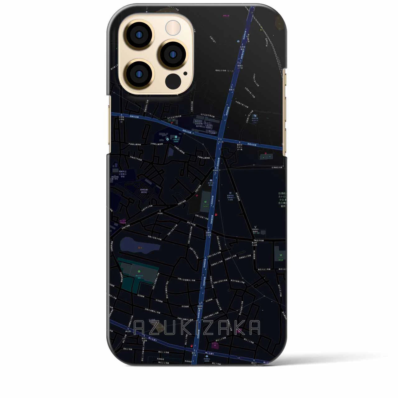 【小豆坂】地図柄iPhoneケース（バックカバータイプ・ブラック）iPhone 12 Pro Max 用