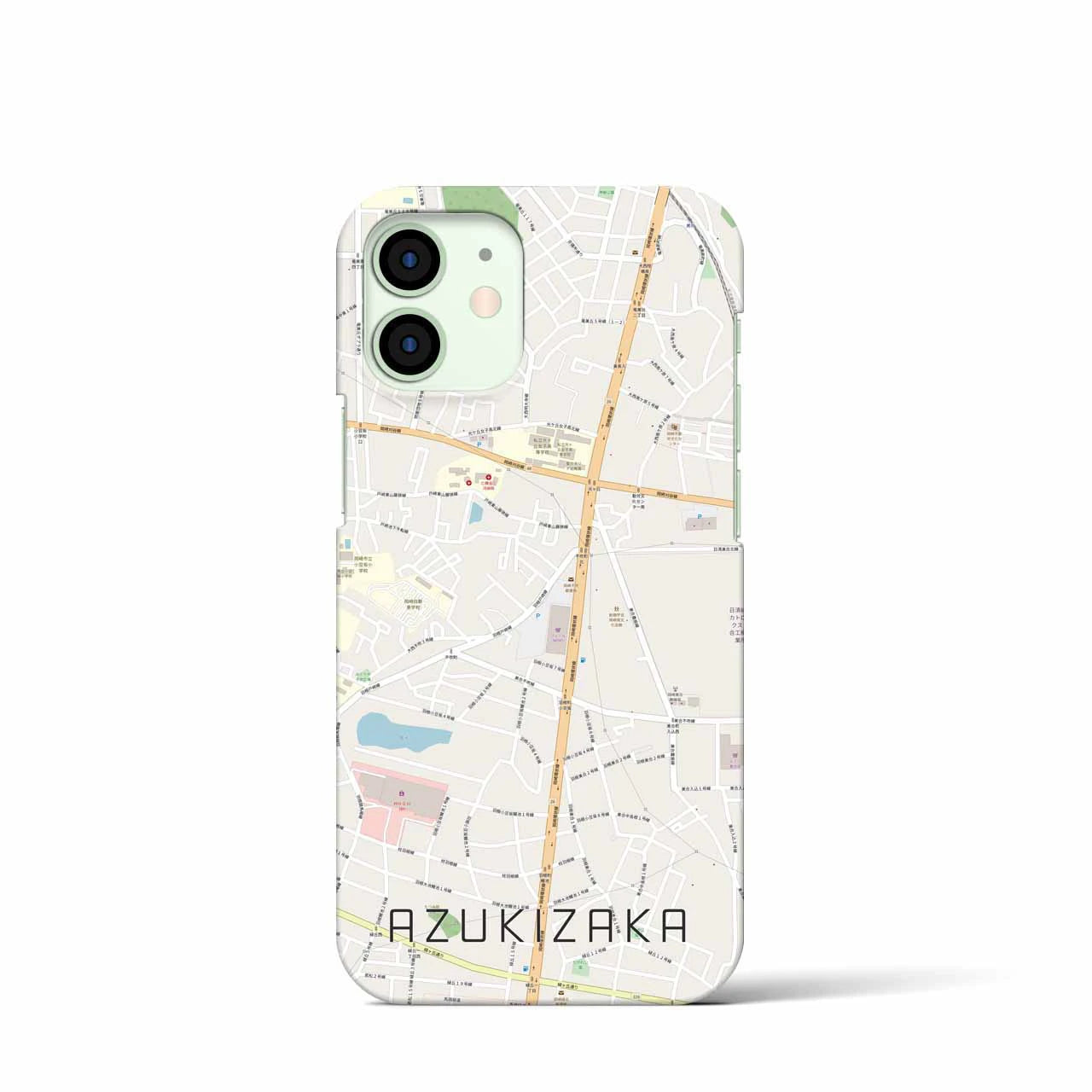 【小豆坂】地図柄iPhoneケース（バックカバータイプ・ナチュラル）iPhone 12 mini 用