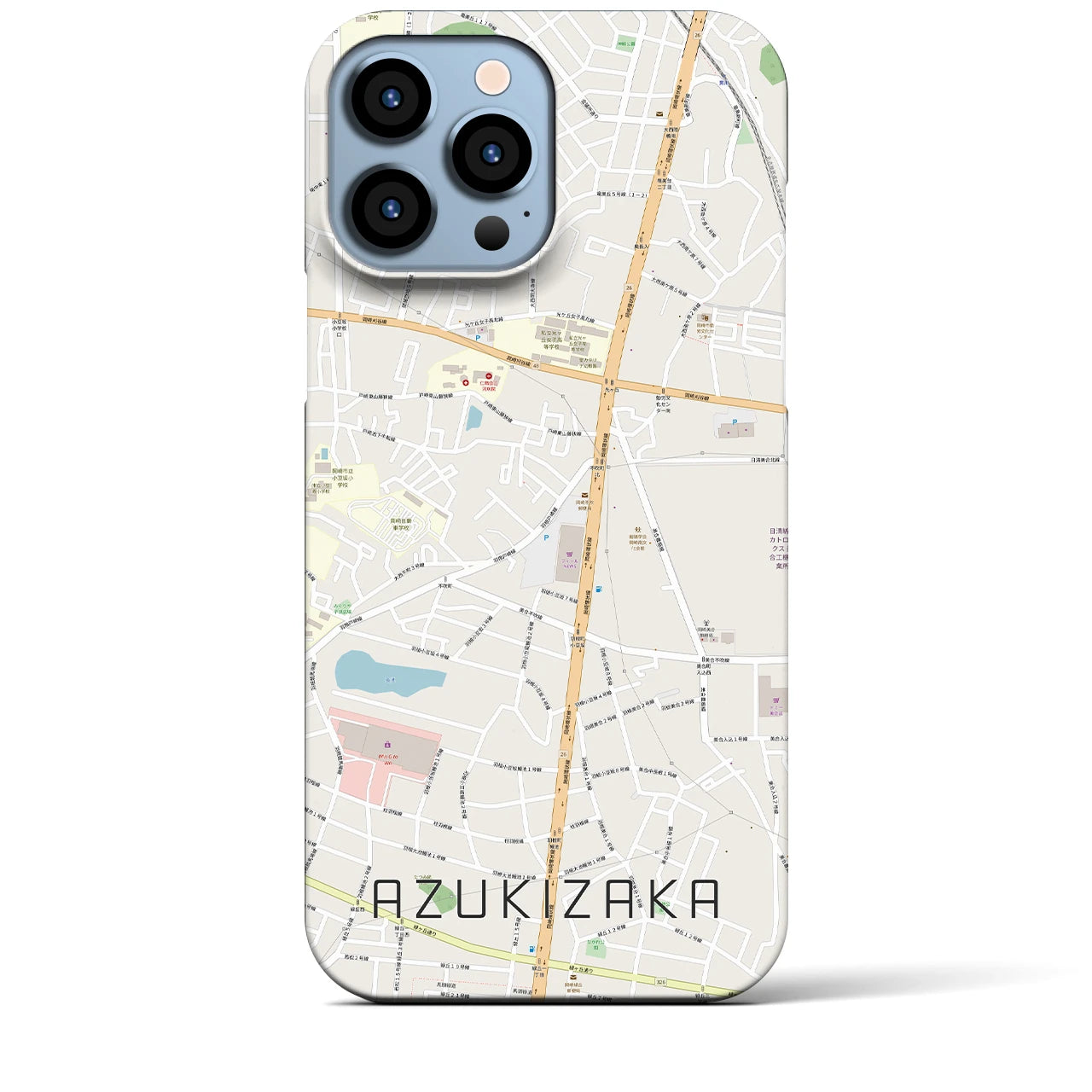 【小豆坂】地図柄iPhoneケース（バックカバータイプ・ナチュラル）iPhone 13 Pro Max 用