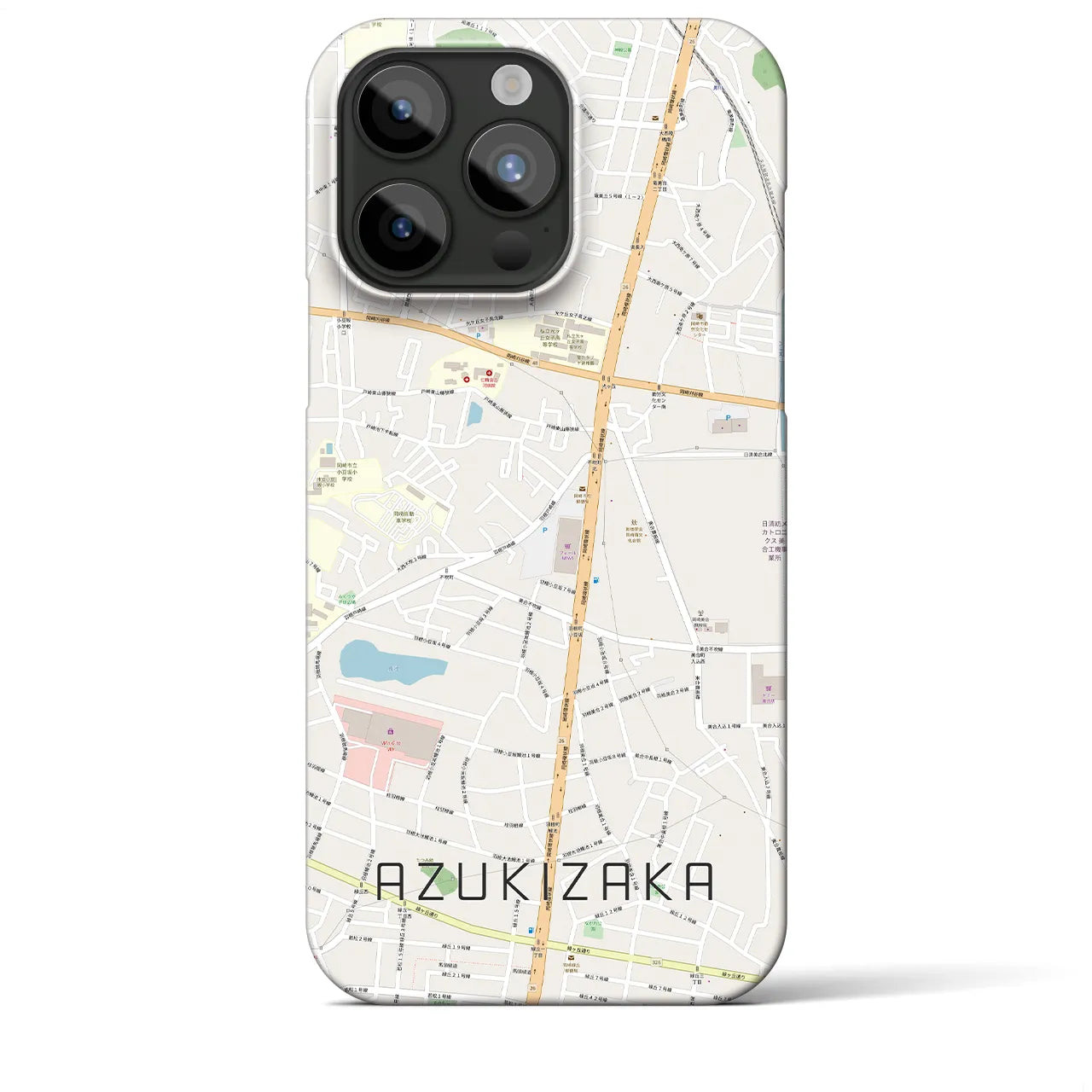【小豆坂】地図柄iPhoneケース（バックカバータイプ・ナチュラル）iPhone 15 Pro Max 用