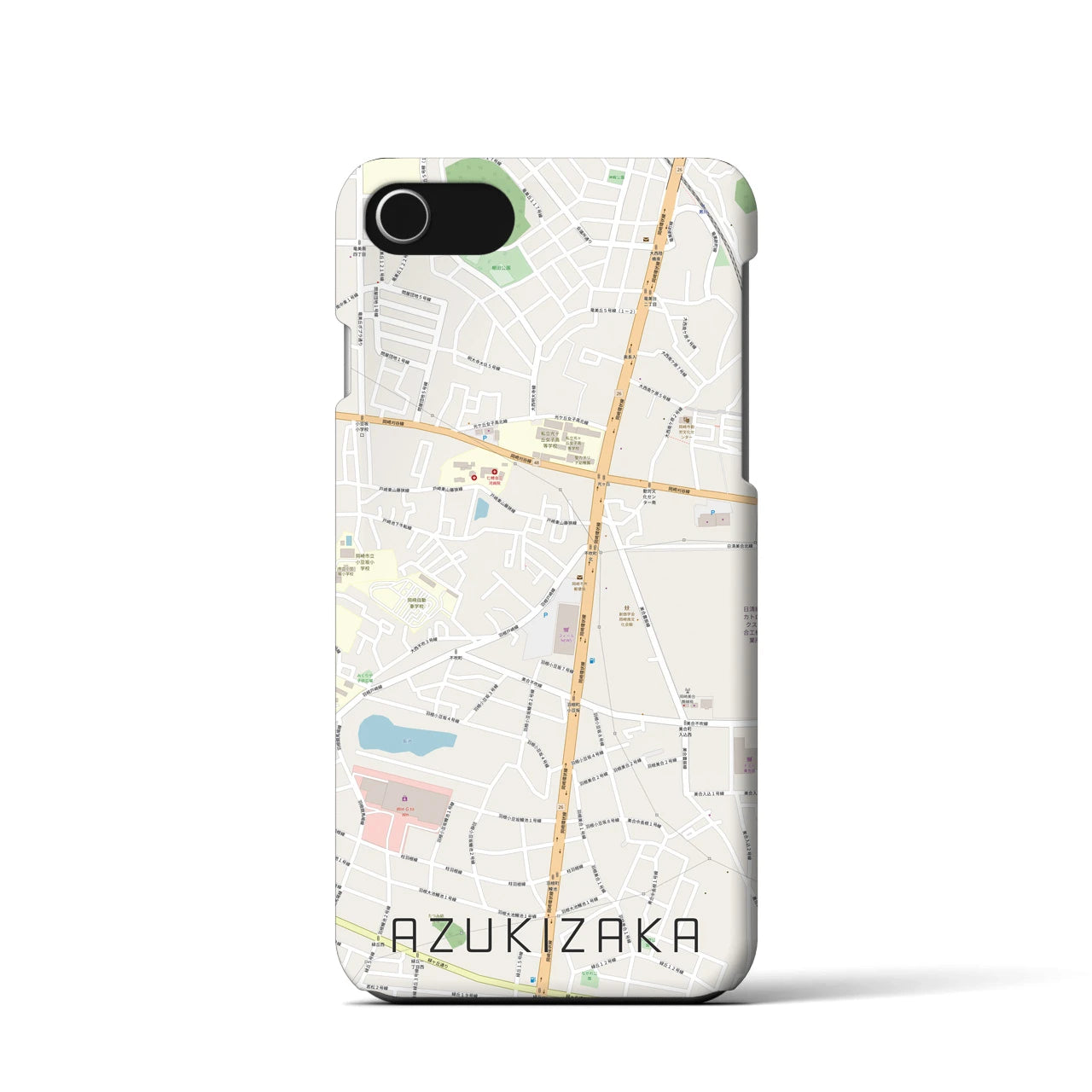 【小豆坂】地図柄iPhoneケース（バックカバータイプ・ナチュラル）iPhone SE（第3 / 第2世代） / 8 / 7 / 6s / 6 用