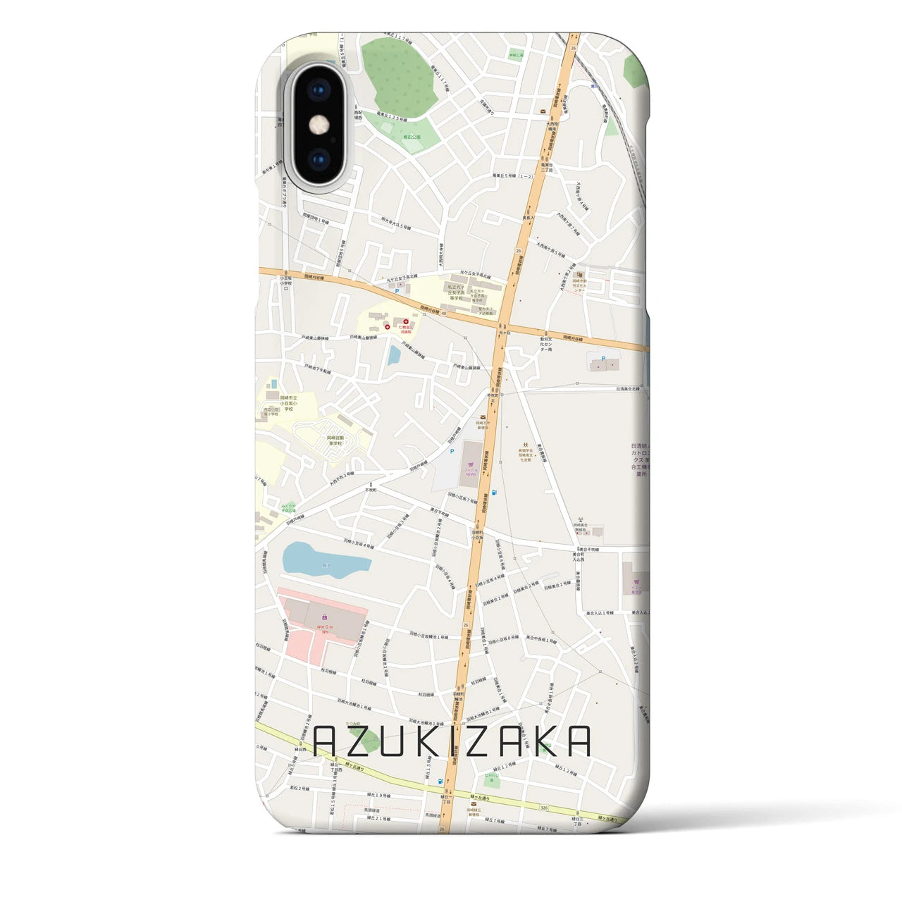 【小豆坂】地図柄iPhoneケース（バックカバータイプ・ナチュラル）iPhone XS Max 用