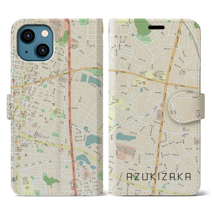 【小豆坂（愛知県）】地図柄iPhoneケース（手帳タイプ）ナチュラル・iPhone 13 用